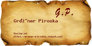 Grüner Piroska névjegykártya